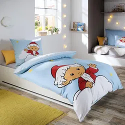 Fleuresse Mako-Satin Bettwäsche Sandmann blau 135x200 cm + 80x80 cm - blau