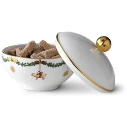 Royal Copenhagen Stjerne Riflet Jul skål med låg 8 cm, Vorratsbehälter, Mehrfarbig