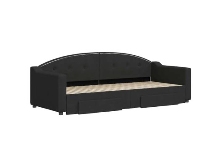 KTHLBRH Ausziehbares Schlafsofa, Schwarz, 80 x 200 cm 2 in 1 mit 2 Schubladen, Struktur aus Holz und Metall, Stoff 100 % Polyester