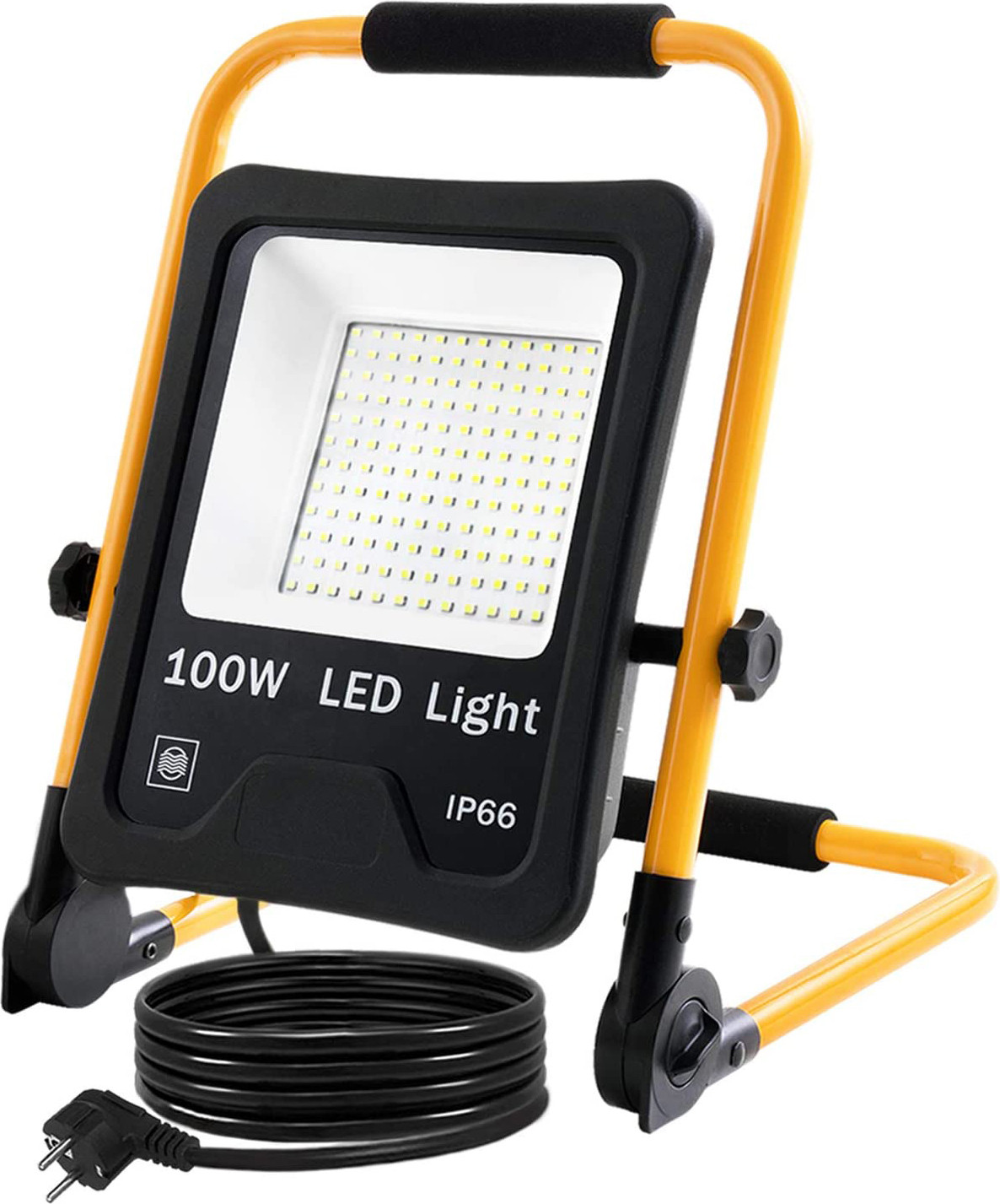 XMTECH LED Bouwlamp 100W Koud Wit met Statief en Draaghandvat IP66