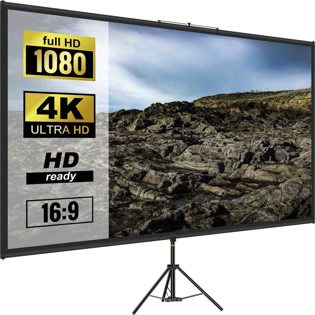 VEVOR Outdoor Portable Projector Screen Projector Screen Black;White 99.1cm H x 177.8cm W