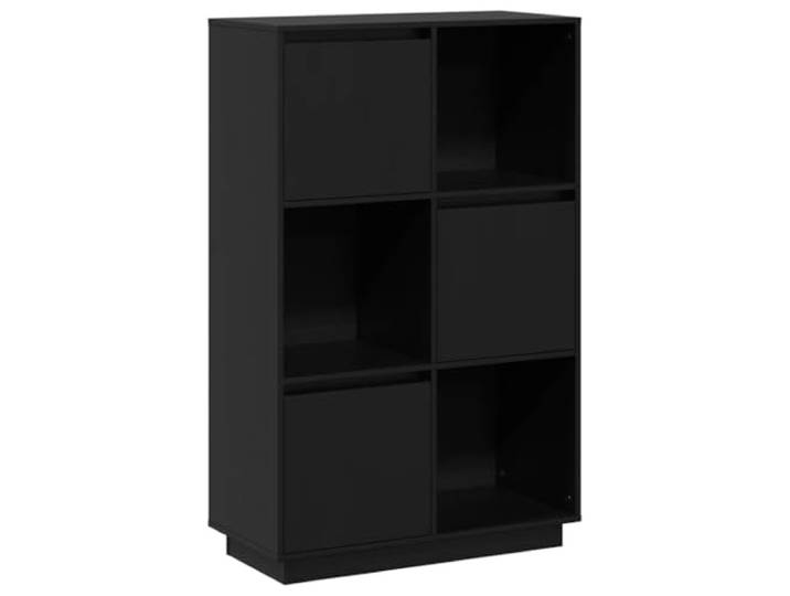 GHVBNMF Highboard Schwarz 74x35x117 cm Massivholz Kiefer Schrank Schafft Ordnung im Wohnzimmer oder Schlafzimmer durch vielseitigen Stauraum auf mehreren Ebenen aus echtem Kiefernholz.