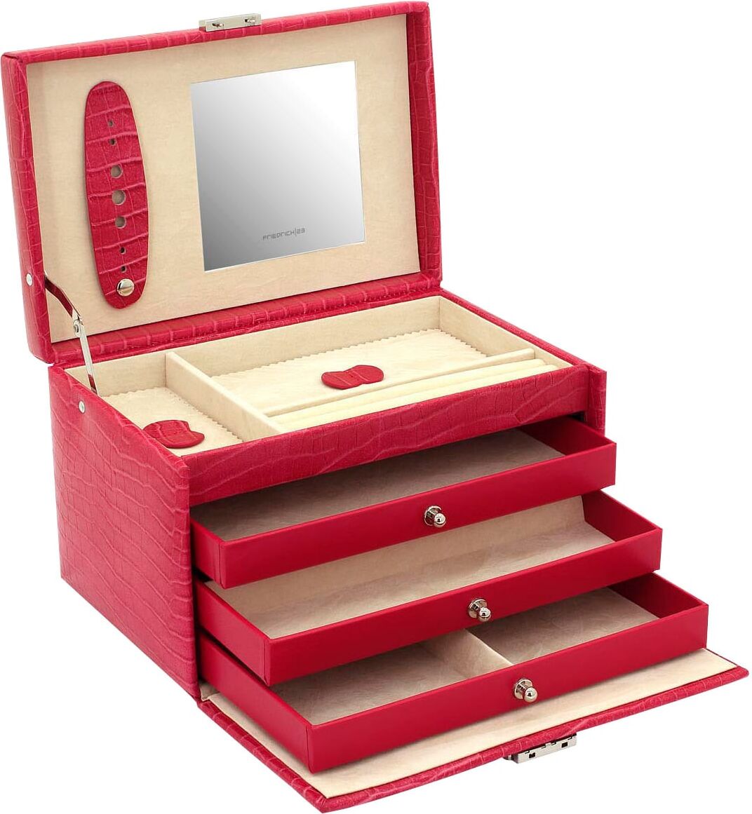 Schmuckkasten LADY, rot, Aufbewahrungsboxen, Polyurethan, Schmuckkasten