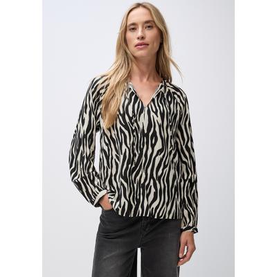 Tunika STREET ONE, Damen, Gr. 36, schwarz, Web, 100% Viskose, normal, V-Ausschnitt, eng Bündchen, Tuniken, mit Zebra-Print