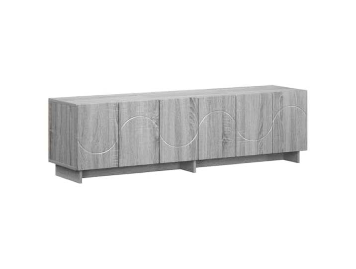 hliofuir TV-Lowboard 140x34.5x40cm Sonoma-Grau Holzwerkstoff TV-Schrank Kompakter Fernsehschrank mit 6 Türen für geordnete Medienaufbewahrung im Wohnzimmer und Schlafzimmer.