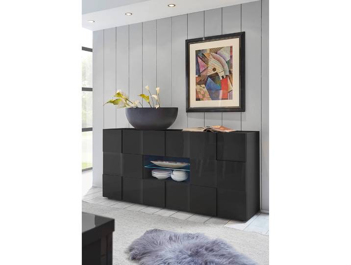 Sideboard Dama II 181 x 84 x 42cm Grau/Hochglanz Anthrazit