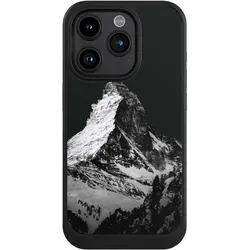 Nivocase Hülle für Apple iPhone 15 Pro Handyhülle NIVOcore Case Schwarz Alpspitze Berg Schnee (Apple iPhone 15 Pro), Smartphone Hülle, Schwarz