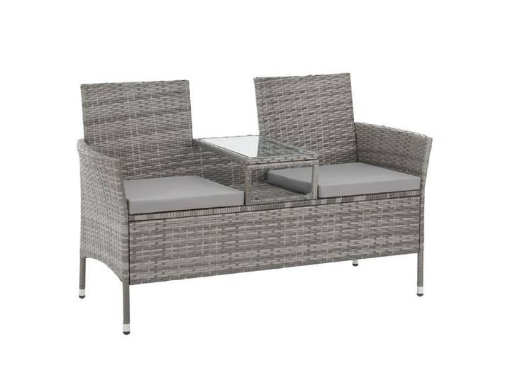 SVITA CHICAGO Banc en rotin Banc de jardin Lounge Coin salon Gris