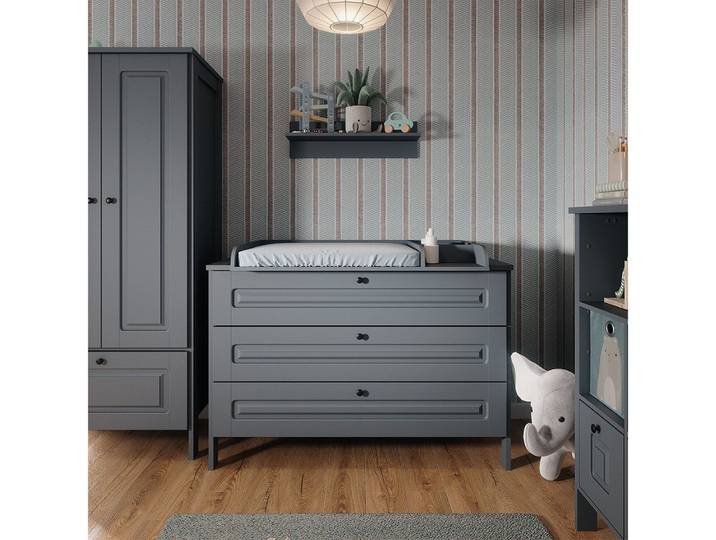 VitaliSpa® Wickelkommode Ajaton, Grau, 133 x 98.4 cm mit 3 Schubladen
