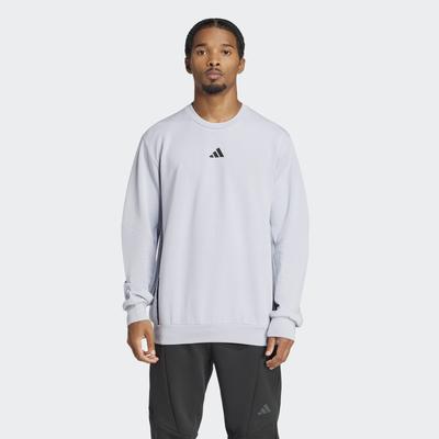Sweatshirt ADIDAS PERFORMANCE "DESIGNED FOR TRAINING RUNDHALS", Herren, Gr. XXL, halo silber, Obermaterial: 73% Polyester, 19% Baumwolle, 8% Elasthan, normal, Rundhals, angesetztes Bündchen, Sweatshirts Sweatshirt, mit angesetztem Bündchen,...