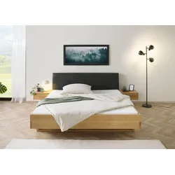 Bett mit Nachttischen Fichte 180x200x85 natur gebeizt / geölt, Kopfteil anthrazit FICHTELBERG #47