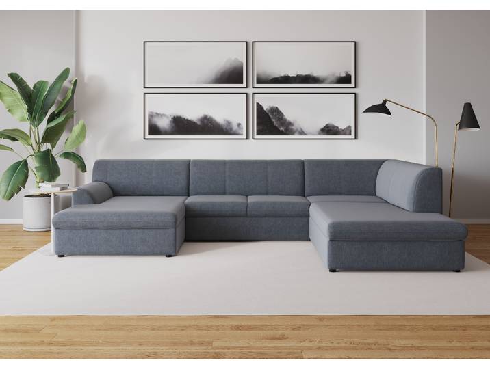 Wohnlandschaft DOMO COLLECTION Topper, elegant & zeitlos, Breite 320cm, komfortabel, U-Form , grau (dunkelgrau), B:320cm H:78cm T:213cm, Sofas, Wohnlandschaft, wahlweise mit Bettfunktion