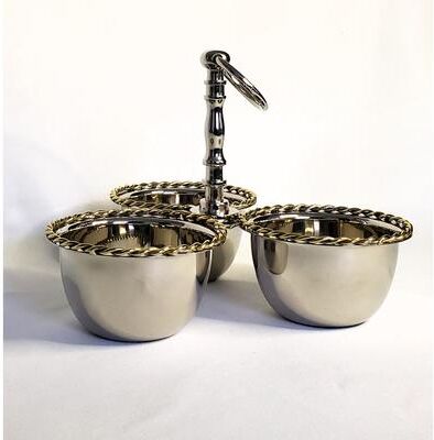 Jiallo Silver Stainless Steel Triple nut dish w/twisted border