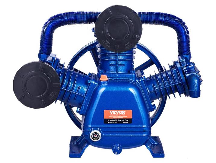 Tête de pompe de compresseur d'air VEVOR\, 10 CV\, 17\,5 CFM à 90 PSI\, lubrification par huile à 3 cylindres\, tête de pompe à piston de compresseur d'air\, remplacement de pompe de compresseur d'air de type V à deux étages