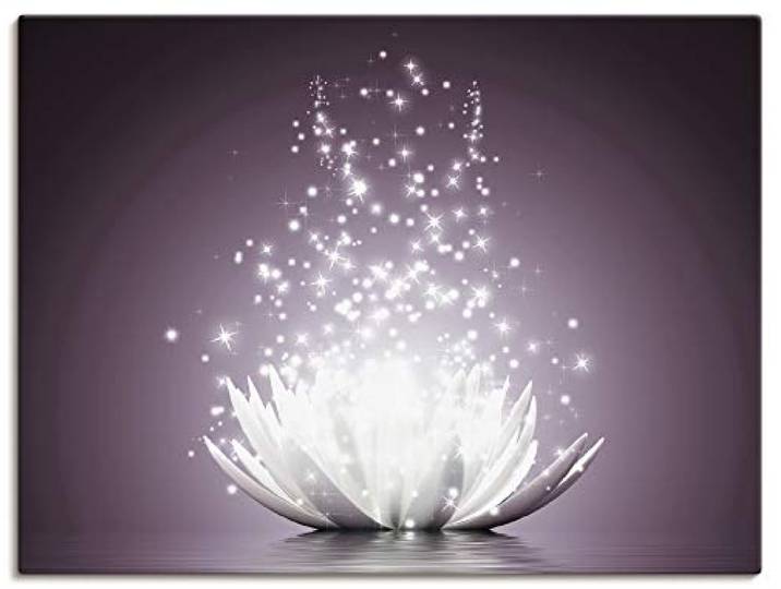 ARTLAND Wanddeko Leinwand Bilder Wandbild Lotusblume Blumen Botanik Blüten Natur Glitzer Seerose Modern Kunst S6CA
