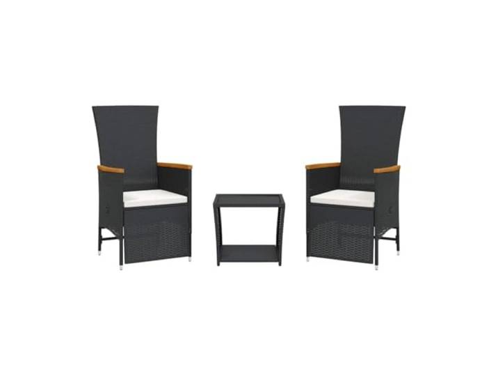 PUGYNBK Esszimmer-Set für den Garten, 3-teilig, synthetisches Rattan, Schwarz