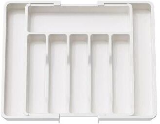 Uplift Treasures Expandable Utensil Tray Adjustable Cutlery Drawer Organizer white