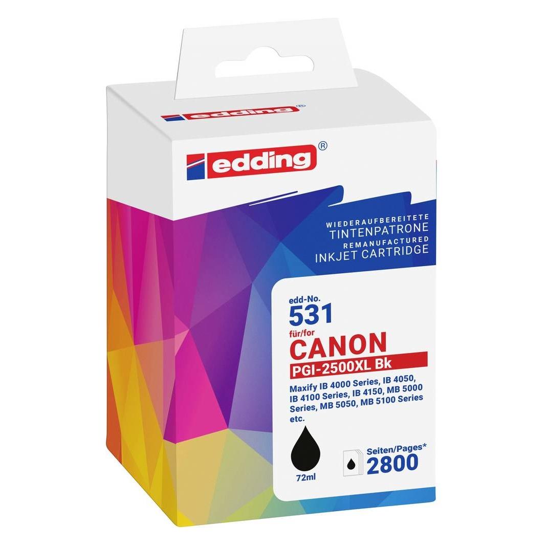 Edding Tintenpatrone 18-531 wie Canon PGI2500XLBK  - Tintenpatrone (BK) (18-531)