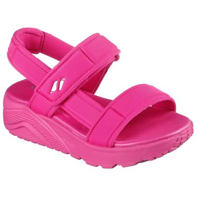 Sandale SKECHERS "UNO LITE SANDAL-SUNNY STAND", Mädchen, Gr. 32, atmungsaktiv, pink, Textil, unifarben, Schuhe Sandale, Sommerschuh mit Plateausohle, Größenschablone zum Download