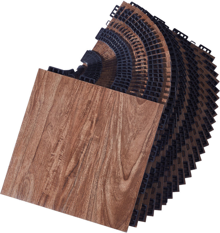 VEVOR Dance Floor Tiles, 12.4 x 12.4 in Interlocking Dance Flooring, Portable Dance Practice Floor with Cushioned Base (Oak Wood Grain, 25 sq. ft/Box ) Brown