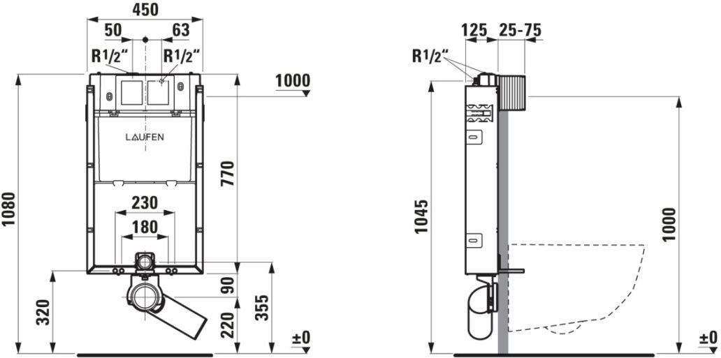 LAUFEN LIS Nassbau-Element TW1 mit Spülkasten, für Wand-WCs, H8946630000001 H8946630000001