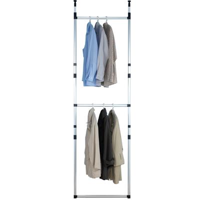 Teleskopregal RUCO, grau (aluminiumfarben, schwarz), B:70cm H:250cm T:28cm, Aluminium, Kunststoff, Regale, Teleskopregal, Aluminium/Kunststoff, ideal für begehbare Kleiderschränke