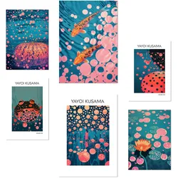 POSTER Set Mit 6 Yayoi Kusama Japanischer Kürbisfisch A3 & A4 Rahmenlos