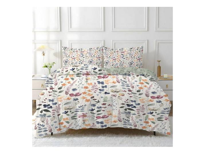 LuxusKollektion Kinderbettwäsche Bettwäsche-Set 140x200 Beige Geblümt Mikrofaser