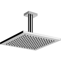 Gessi Emporio Antikalk-Kopfbrause quadratisch mit Gelenk und Deckenarm, 1/2 Anschluss Bei 3 bar Druck ca 15 l/min, 47290031, Farbe: Chrom