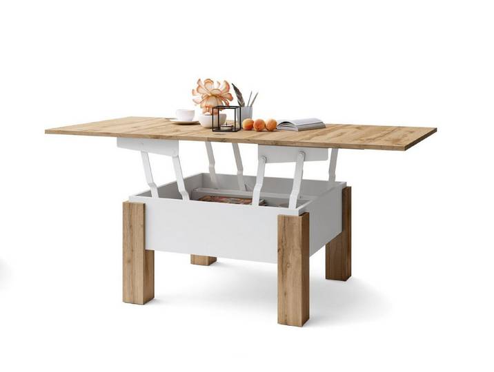 designimpex Couchtisch Design Oslo Tisch höhenverstellbar aufklappbar Esstisch
