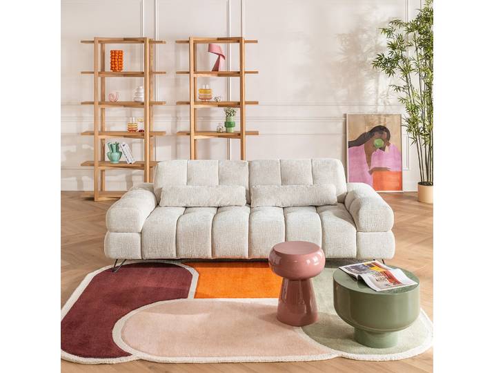 HABITAT - Canapé 2 places en tissu texturé avec dossier avance-recule - Beige - Livea