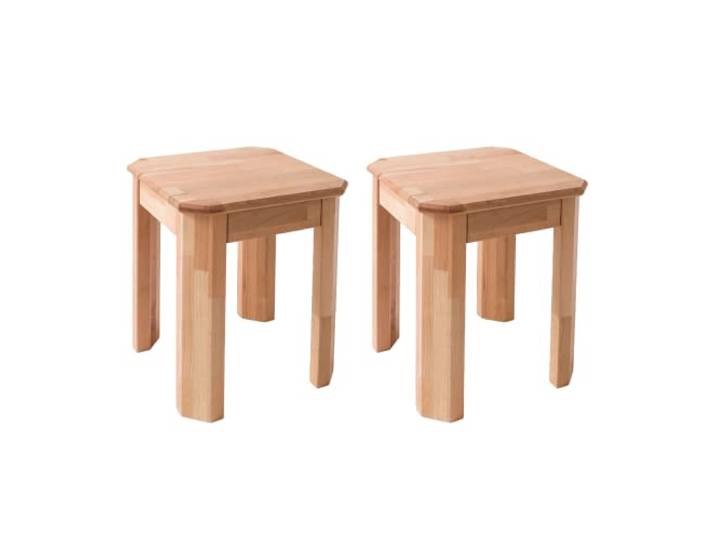 Krok Wood 2X Hocker Berlin aus Massivholz in Buche 35x35x45 cm