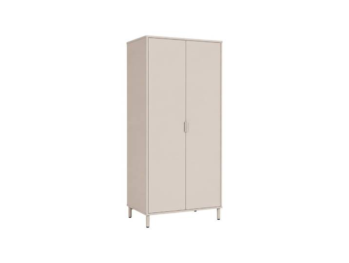 Dressing décor bois et métal 2 étagères 1 penderie beige