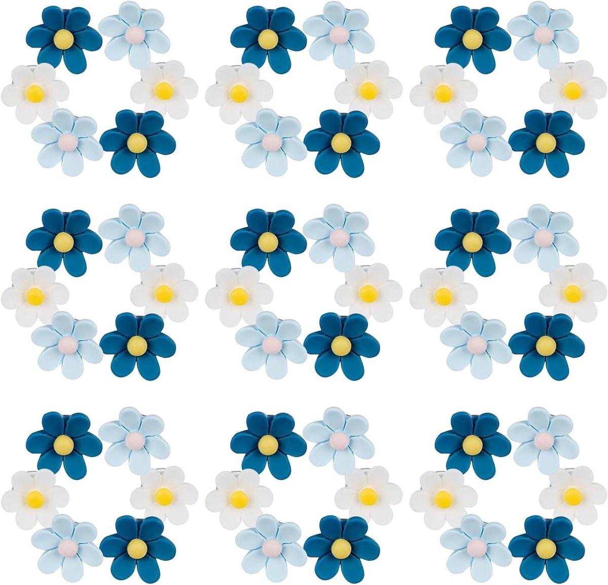 Blauwe decoratieve bloem punaises voor het bevestigen van foto's - 3D bloemvorm - 2 cm
