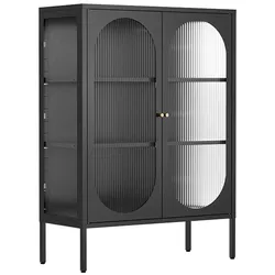 Oviala Business Modernes 2-türiges Sideboard 80 cm aus Metall und schwarzem Glas