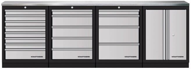 Mobilier d'atelier Mobilio 4 éléments Kraftwerk, acier inoxydable (3964K-854SIX)