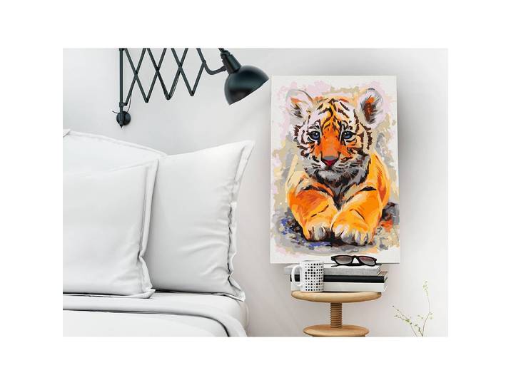 Malen nach Zahlen - Tiger Baby Leinen Orange 40 x 50cm