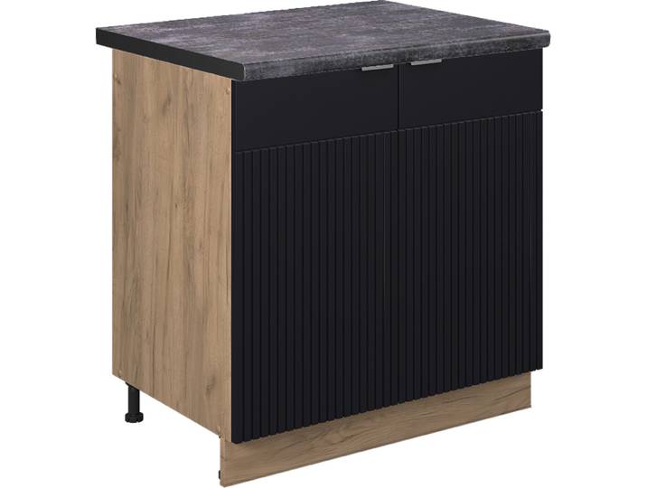 Meuble bas sous-évier Vicco Fame-Line Noir rayé 80cm \, PT Anthracite\, Model 50781