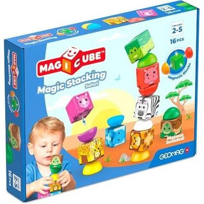 Geomag 54202 - Magicube 310 Magic Stacking Safari, 16-teilig, Kunststoff, Magnet-Stapelspielzeug