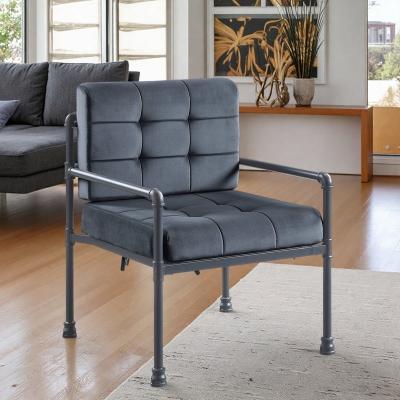 "29"" Velvet Accent Chair with Memory Foam Seat and Back Cushion and Water Pipe Style Metal Frame"