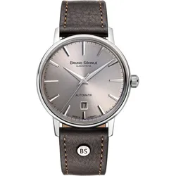 Bruno Söhnle Bergamo Automatik 17-12236-811 - Dauphine Zeiger,schiefergrau mit satiniertem Sonnenschliff,dunkelbraun - 39mm
