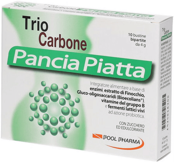 Triocarbone Trio Carbone Pancia Piatta Integratore Contro Gonfiore Addominale 10 Bustine