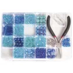rayher PERLEN-BOX MIT ZANGE 20X13,5CM FARB U. GRÖSSEN MIX ROYALBLAU 14797376
