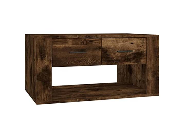 GHVBNMF Couchtisch Räuchereiche 80x50x40 cm Holzwerkstoff Kompakter Wohnzimmertisch in Räuchereiche-Optik mit 2 Schubladen für viel Stauraum und pflegeleichter Oberfläche.