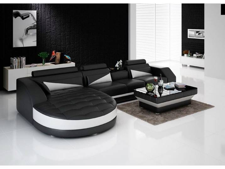 JVmoebel Ecksofa Graue Leder Designer Couch mit verstellbaren Kopfstützen, Made in Europa