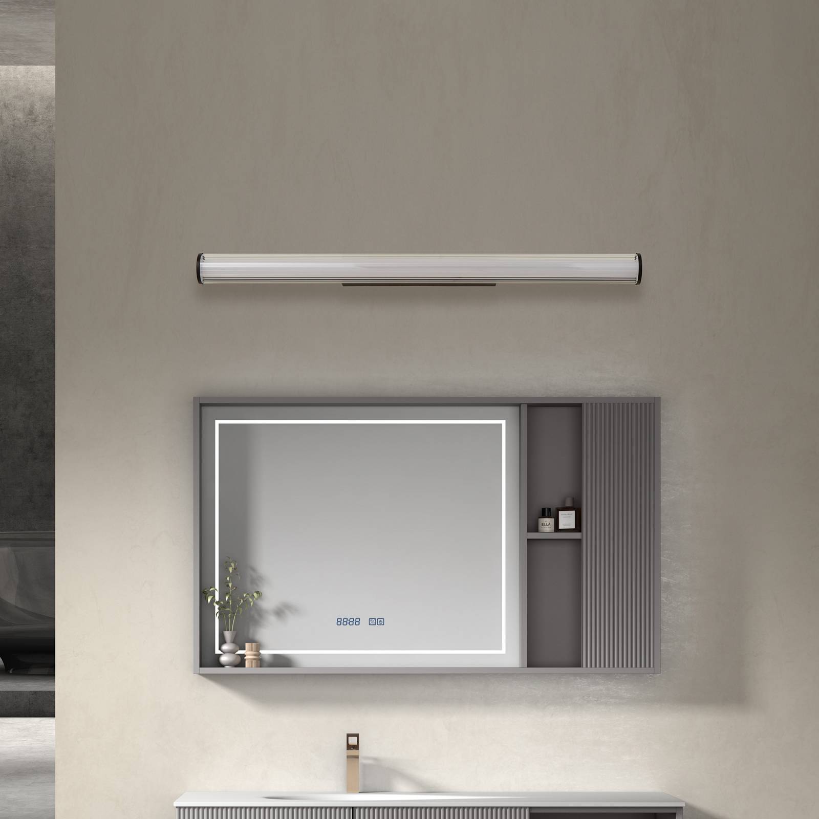 LED Wall Light Kirka Lindby, Black, Bathroom, metal, Modern, Wall Light