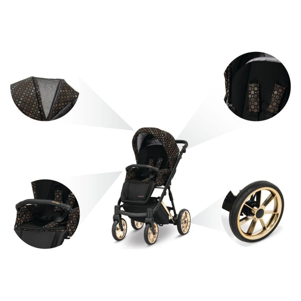 Kunert Ivento 3in1 Kinderwagen mit schwarzem Rahmen und weissem Design (65280377)