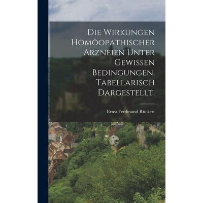 Die Wirkungen homöopathischer Arzneien unter gewissen Bedingungen, tabellarisch dargestellt., Gebundene Ausgabe von Ernst Ferdinand Rückert, Hutson