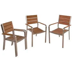 Gartenstuhl-Set Florence Teak/Champagner 4er-Set