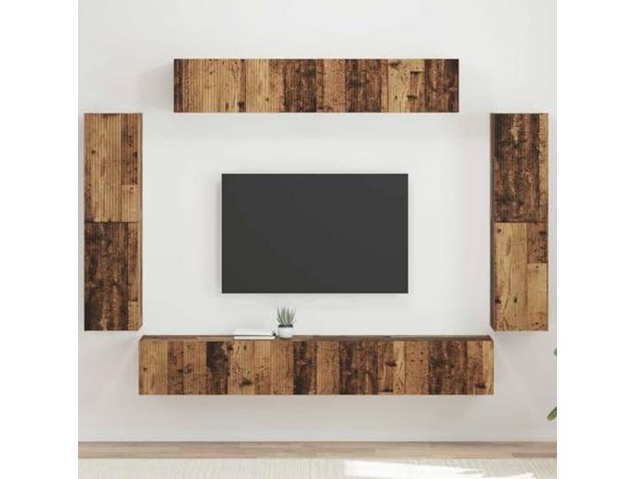 GKMBCVDFR TV-Schrank 8 STK. Altholz Wandmontage mit Türen Stauraum Altholz, Wandmontage, 8 stk., vier große und zwei kleine Fächer, Türen, modular, minimalistisch, neutrale Farbwahl,